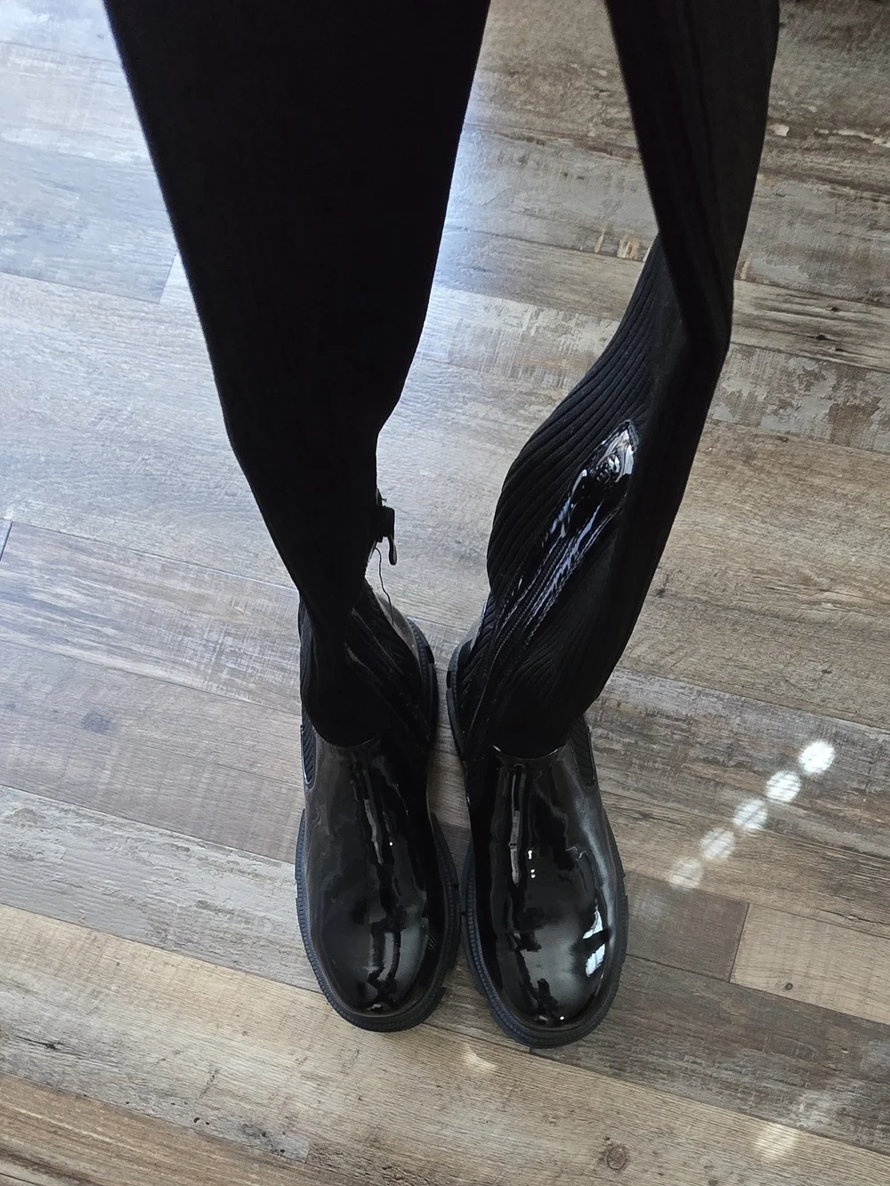 Black Knitted Thigh High Boots Sz. 37 NWOT